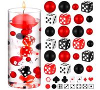 Seenelling 330 Pcs Casino Theme Vase Fillers for Centerpieces Include Dice Pearls Mini Playing Cards Casino Party Decorations Las Vegas Night Table Floating Dice for Wedding Birthday Events