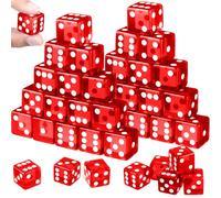 Seenelling 36 Piece 19 mm Casino Style Craps Dice Sets Acrylic and Translucent D6 Dice, Square W/Rounded Edge for Casino, Craps, Table Games and Board Games (Red)
