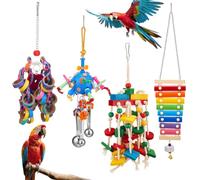 Seenelling 4 Pcs 3 Pcs Extra Large Bird Toys for Parrots,Ring and Ball