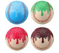 Seenelling 4 Pcs Weighted Training Balls for Baseball Softball 7 oz Weighted Plyometric Baseballs Ice Cream Drip for Pitching Throwing Hitting Training for All Skill Level Improved Power, 4 Styles