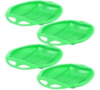 Seenelling 4 Pcs Winter Sleds for Kids with Handles 18.9 * 16.5 Inch Heavy Duty Outdoor Snow Saucer Sled Plastic Disc Beach Downhill, Winter Outdoor Sports (Beetle,Green)