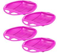 Seenelling 4 Pcs Winter Sleds for Kids with Handles 18.9 * 16.5 Inch Heavy Duty Outdoor Snow Saucer Sled Plastic Disc Beach Downhill, Winter Outdoor Sports(Beetle,Pink)