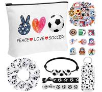 Seenelling 56 Pcs Sport Inspirational Gifts for Women Cosmetic Bag Purse Accessories for Players Teams Stuff Birthday Gifts Sport Party Favors, Black White, Simple Soccer