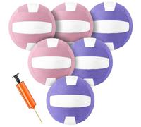 Seenelling 6 Pcs Oversized Touch Volleyball, Neoprene Soft, Group Training PE Equipment for Beginners Practice, Outdoor Activities (Pinkish White,Purple White)