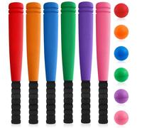 Seenelling 6 Set 16" Foam Baseball Bat Set Including 6 Bats and 6 PE Equipment for Elementary School Foam Baseball Bat for Safety Play