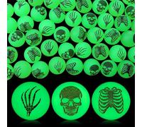 Seenelling 60 Pcs Skeleton Glow in the Dark Bouncy Balls, Green