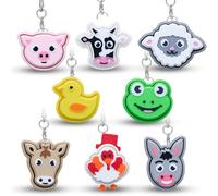 Seenelling 8 Pcs Farm Animals Fidget Clicker, 3D Printed Sensory Clicker Keychain Fidget for Relief Stress Autism Hyperactivity for Birthday Party