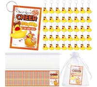 Seenelling Cheer Gifts Bulk Duck Keychain You've Been Cheer Ducked Tags Bows Organza Bags for Cheerleader Team Gift, Orange, 3.94 x 5.91 inches