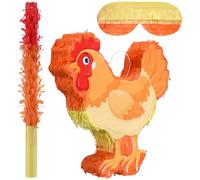 Seenelling Chicken Piñata 3D Chicken Birthday Decoration with a Blindfold and Bat for Kids Girls Boys Gift Holiday Piñata Party Baby Shower Supplies