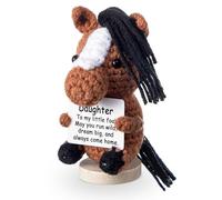 Seenelling Funny Daughter Crochet Gifts Positive Handmade Animal 4 Inch Emotional Crochet Gift Inspirational Knitted Doll with Card for Women Men Graduation Birthday Lover Coworker