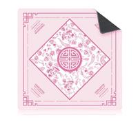 Seenelling Mahjong Mat with Rules Non-Slip Noise Reduction Chinoiserie Gaming Mat Multi Purpose Game Table Cover for Mahjong Card Board Tile Games(Pink,32 x 32 Inch)