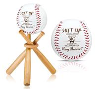 Seenelling Ring Bearer Baseball Gift Will You Be Our Ring Bearer Baseball with Display Wooden Stand Holder Ring Bearer Proposal Gift Ring Bearer Request Baseball Gift for Wedding Day Party Favor
