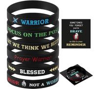 Seenelling Warrior Motivational Silicone Wristbands, 6pcs Inspirational Rubber Bracelets for Fitness, Boyfriend, Fathers Day Birthday Gift