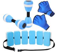 Seenelling Water Weights 5 Pack Including 1 Swim Belt, 2 Foam Water Dumbbells, 2 Swimming Gloves, Swimming Training Aid for Water Fitness, Workout Fitness Tool
