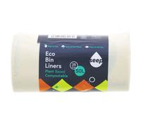 SEEP Compostable 50 Litre Bin Bags x 25 - Eco Friendly Bin Liners - Large Kitchen Bin Bags - 50L Biodegradable Clear Bin Bags - One Roll