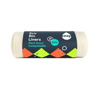SEEP Compostable 50 Litre Bin Bags x 25 - Eco Friendly Bin Liners - Large Kitchen Bin Bags - 50L Biodegradable Clear Bin Bags - One Roll