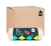 Seep Compostable 375 x 10 Litre Bin Bags - 10L Eco Friendly Bin Liners - Food Waste Caddy Liners - Biodegradable Waste Paper Bin Liners Clear | 15 Rolls