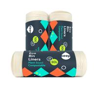 SEEP Compostable 75 x 30 Litre Bin Bags - 30L Eco Friendly Bin Liners - Large Kitchen Bin Bags - 30L Biodegradable Clear Bin Bags | 3 x Rolls