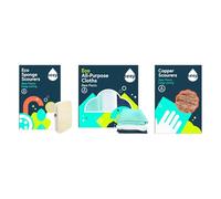 SEEP Eco Washing Up Set - Compostable Kitchen Sponges 4 Pack, Lyocell All Purpose Cloths 3 Pack & Recyclable Copper Scourer Pads 6 Pack - Plastic Free Dish Cleaning Kit - FSC & Fair-trade Certified