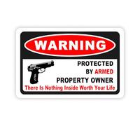 Seept Gun Sign for Home Security 10x7 inch Warning Signs for Home Property Rust Aluminum Gun Warning Sign Weatherproof and UV Protected