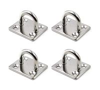 SeeRaphee Square Ceiling Wall Mount Hook Heavy Duty Pad Eyes 304 Stainless Steel 5mm 3/16", Great for Yoga Swings Hammocks, Boat Rigging, Marine Deck Hardware and Suspension Training Straps