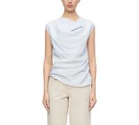 Seersucker Blouse with Rounded Hem Women’s Bateau Neck COMMA Bleu 42