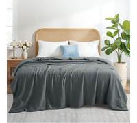 Seersucker Cooling Comforter - Lightweight Summer Blanket with Quick Cooling Tech, Ultra Soft Skin-Friendly Fabric & Luxury Reversible Design for Hot Sleepers, Night Sweats 90"x90", Dark Gray