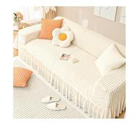 Seersucker Couch Covers with Ruffle Skirt - Stretch Sofa Slipcovers for 5-Seater Sectional, Armchair & Loveseat - Easy Fit Furniture Protection
