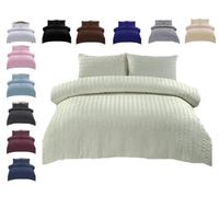 Seersucker Duvet Cover Bedding Set, With Pillowcase Quilt Covers, Luxury Natural Microfibre Polycotton, Super Soft Modern Elegant Design, Premium Quality, bedding Duvet Set (Cream, Double)