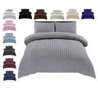 Seersucker Duvet Cover Bedding Set, With Pillowcase Quilt Covers, Luxury Natural Microfibre Polycotton, Super Soft Modern Elegant Design, Premium Quality, bedding Duvet Set (Silver, King)