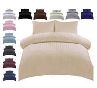 Seersucker Duvet Cover Bedding Set, With Pillowcase Quilt Covers, Luxury Natural Microfibre Polycotton, Super Soft Modern Elegant Design, Premium Quality, bedding Duvet Set (Latte Beige, King)