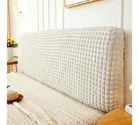 Seersucker Headboard Covers Stretch Bed Headboard Slipcover, Bed Head Cover King Double Single Dustproof All-inclusive Head Board Cover, Bed Board Protection Decor Cover(Length:100-130cm,Beige)