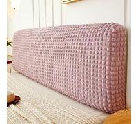 Seersucker Headboard Covers Stretch Bed Headboard Slipcover, Bed Head Cover King Double Single Dustproof All-inclusive Head Board Cover, Bed Board Protection Decor Cover(Length:140-160cm,Pink)