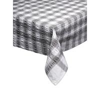 Seersucker Rectangle Checked Tablecloth Cotton Check Table Linen 50in x 90in Smoke Grey
