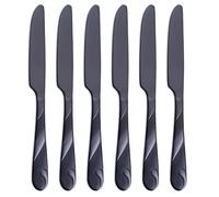 Seeshine Black 18/0 Stainless Steel Dinner Knife Set - 23.4cm Metal Shiny Black Table Knives, Knife Silverware Set of 6 for Home Meals