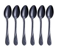 Seeshine Black Dinner Spoon Set, 19 cm Stainless Steel Spoon Cutlery, 6-Piece Shiny Black Soup Spoons Table Spoon, Dishwasher Safe, Set of 6