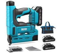 SEESII 18V 2-in-1 Cordless Nail Gun & Stapler with 2 Batteries and Charger | 18-gauge brad nails 5/8"-1-1/4", 6-stage depth, 1000 fasteners, carrying case, contact safety, softwood/OSB/plywood