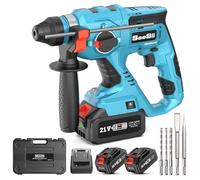 Seesii Cordless Rotary Hammer Drill: 3-in-1 Electric Battery Power Rotary Hammer Drill with 2 x 4.0Ah Batteries and Charger, 2.1J Powerful Brushless Motor, SDS-Plus for Home and Construction Work