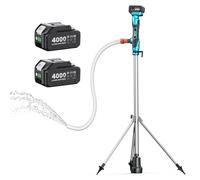 SEESII Cordless Stick Water Transfer Pump with Tripod Stand Hands-Free, Portable Electric Water Pump 2725L/h & 2 x 4.0Ah Batteries, 10m Lift for Pool Draining Boat Bilge Garden Rain Barrel Basement