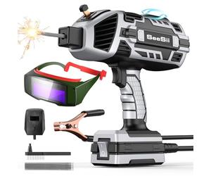 SeeSii Portable Electric ARC Weldeing Machine 220V with Auto Darking Goggles: Handheld Welder IGBT Inverter Welding Gun, 5 Variable Adjustment for Rods and Home DIY, Professional Use(Grey)