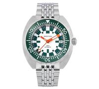 Seestern S406-2 Automatic Steel White Green Date Display Sapphire Men's Watch, blue, bracelet