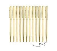 SEESUNO 12 Pcs Gold Metal Pen, 1.0 mm Rotatable Retractable Thin Metal Pens, Black Ink, Smooth Writing