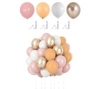 SEESUNO 120 Pcs Mash up Dusty Pink Balloons, 12 Inch Gold Pink and White Balloons for Birthday Wedding Party Decorations
