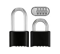 SEESUNO 2-Pack Heavy Duty Combination Padlocks Outdoor, Weatherproof Secure Lock with 8mm Thick 304 Stainless Steel - Choice of Short & Long Shackle (51.5mm) for Garage, Fence, Gate, Shed, Gym, School