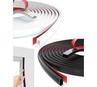 SEESUNO 2 Pcs Door Draft Excluder Strip, Rubber Self-Adhesive Draught Sealing Strip for Draft Window Seal and Soundproofing (10M Black and 10M White)