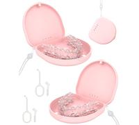 SEESUNO 2 Pcs Retainer Case for Invisalign, Portable Slim Mouth Guard Case, Mouthguard Brace Box with Vent Holes Silicone Wrist Strap Tools