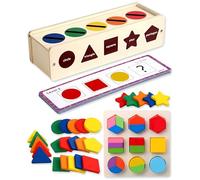 SEESUNO 2Pcs Colour Sorting Toys, Wooden Jigsaw Sensory Colour Blocks Sorting Shapes Learning Toys Gift
