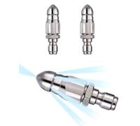 SEESUNO 3 Pcs Stainless Steel Powerful Pipe Cleaning and Unclogging Nozzle for Drain Cleaning, 1/4" Quick Connector