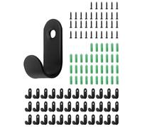 SEESUNO 36 Pcs Black Wall Hooks, Small Mounted Hook for Home Bathroom Kitchen Hanging Coats Bag Keys Storage