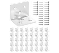 SEESUNO 40 Pcs L Right Angle Brackets 32 X 32 X 38 X 1.5mm with 240 Screws, Heavy Duty Stainless Steel Right Angle Brace, Repair Brackets for Furniture, Shelf, DIY Wooden Projects